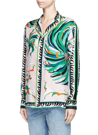 Front View - Click To Enlarge - EMILIO PUCCI - Cactus flower print silk pyjama shirt