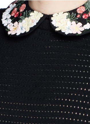 Detail View - Click To Enlarge - ALICE & OLIVIA - 'Remmie' removable floral embroidered collar knit top