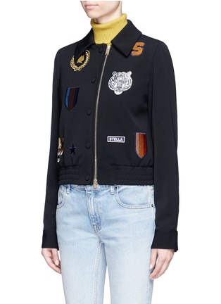 Front View - Click To Enlarge - STELLA MCCARTNEY - Varsity badge embroidered wool jacket