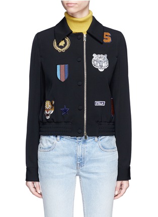 Main View - Click To Enlarge - STELLA MCCARTNEY - Varsity badge embroidered wool jacket