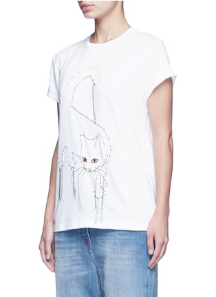 Front View - Click To Enlarge - STELLA MCCARTNEY - Dotted cat print cotton T-shirt