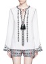 Main View - Click To Enlarge - TALITHA - Diamond embroidered bell sleeve tassel tunic