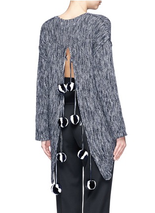 Back View - Click To Enlarge - PORTS 1961 - Drawstring pompom open back sweater