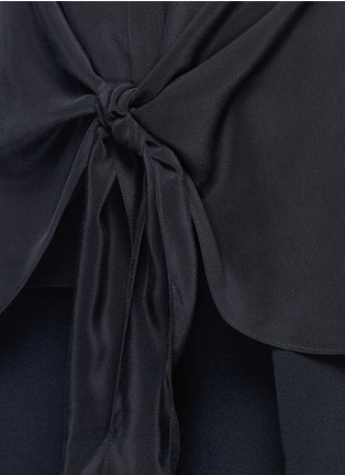 Detail View - Click To Enlarge - THEORY - 'Zallane' tie front sleeveless silk shirt
