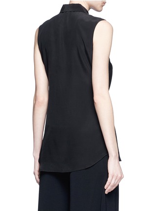 Back View - Click To Enlarge - THEORY - 'Zallane' tie front sleeveless silk shirt