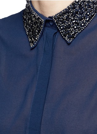 Detail View - Click To Enlarge - ALICE & OLIVIA - 'Lorrie' embellished collar silk sleeveless shirt