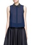 Main View - Click To Enlarge - ALICE & OLIVIA - 'Lorrie' embellished collar silk sleeveless shirt
