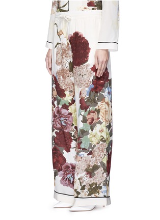 Front View - Click To Enlarge - VALENTINO GARAVANI - Floral print silk pyjama pants