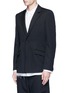 Front View - Click To Enlarge - SULVAM - Back slit raw edge lining wool blazer