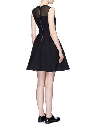 Back View - Click To Enlarge - MO&CO. - Crepe panel waffle knit dress