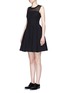 Front View - Click To Enlarge - MO&CO. - Crepe panel waffle knit dress