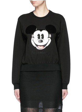Main View - Click To Enlarge - MO&CO. - Mickey Mouse sequin appliqué cotton sweatshirt