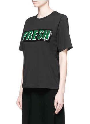 Front View - Click To Enlarge - MO&CO. - 'FRESH' sequin embellished T-shirt