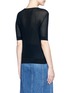 Back View - Click To Enlarge - MO&CO. - Three-quarter sleeve cotton-silk rib knit top