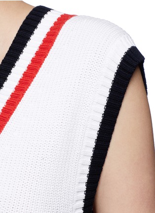 Detail View - Click To Enlarge - MO&CO. - Cricket stripe sleeveless sweater dress