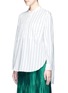 Front View - Click To Enlarge - MO&CO. - Mock neck stripe shirt