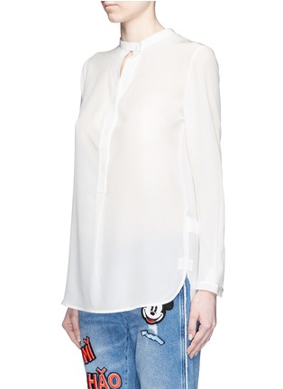 Front View - Click To Enlarge - MO&CO. - Keyhole button silk georgette shirt