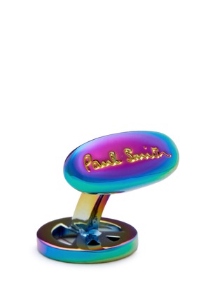 Detail View - Click To Enlarge - PAUL SMITH - 'Peace' holographic rainbow cufflinks