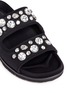Detail View - Click To Enlarge - PEDDER RED - 'Garry' jewelled scuba jersey slide sandals