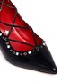 Detail View - Click To Enlarge - PEDDER RED - 'Jess' grommet stud strass lace-up leather pumps