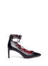 Main View - Click To Enlarge - PEDDER RED - 'Jess' grommet stud strass lace-up leather pumps