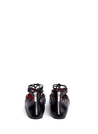 Back View - Click To Enlarge - PEDDER RED - Joey' grommet stud strass lace-up skimmer flats