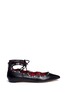 Main View - Click To Enlarge - PEDDER RED - Joey' grommet stud strass lace-up skimmer flats