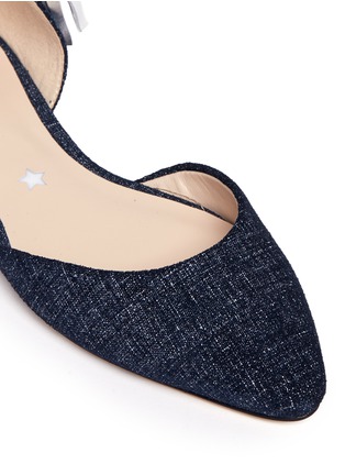 Detail View - Click To Enlarge - PEDDER RED - 'Jasper' denim effect suede lace-up d'Orsay flats