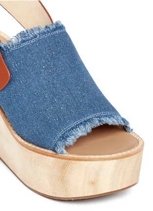 Detail View - Click To Enlarge - PEDDER RED - 'Julie' leather slingback denim wooden wedge sandals