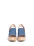 Front View - Click To Enlarge - PEDDER RED - 'Julie' leather slingback denim wooden wedge sandals