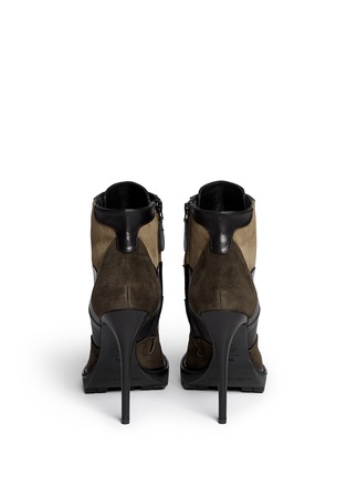 Back View - Click To Enlarge - ALEXANDER MCQUEEN - Suede patchwork leather boots