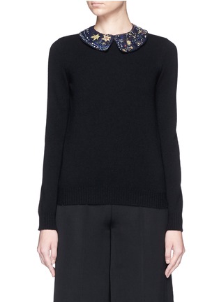 Main View - Click To Enlarge - VALENTINO GARAVANI - Cosmos embellished collar wool-cashmere sweater