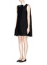 Figure View - Click To Enlarge - VALENTINO GARAVANI - Detachable leather bow collar crepe couture cape dress