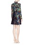 Back View - Click To Enlarge - VALENTINO GARAVANI - 'Camuflower' silk bodice brocade combo dress