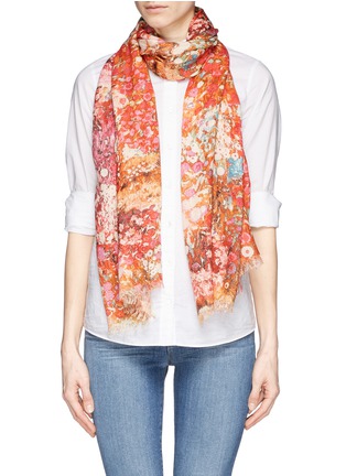 Figure View - Click To Enlarge - PASHMA - Watercolour floral print silk-cashmere scarf