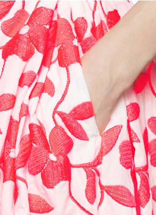 Detail View - Click To Enlarge - MS MIN - Neon flower embroidery pleated midi skirt