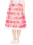 Front View - Click To Enlarge - MS MIN - Neon flower embroidery pleated midi skirt