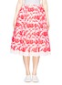 Main View - Click To Enlarge - MS MIN - Neon flower embroidery pleated midi skirt
