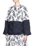 Front View - Click To Enlarge - MS MIN - Flower embroidery cotton toile collarless shirt