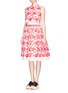 Figure View - Click To Enlarge - MS MIN - Neon flower embroidery flare dress