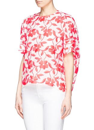 Front View - Click To Enlarge - MS MIN - Neon flower embroidery blouse