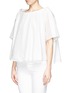 Front View - Click To Enlarge - MS MIN - Eyelet cotton oversize off-shoulder top