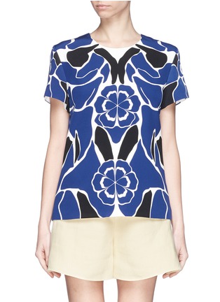 Main View - Click To Enlarge - ALEXANDER MCQUEEN - Flower collage print cady top