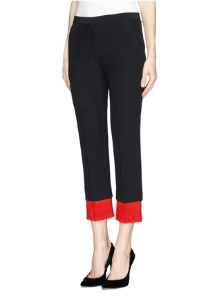 Front View - Click To Enlarge - ALEXANDER MCQUEEN - Contrast hem cropped pants