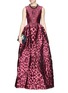 Detail View - Click To Enlarge - ALEXANDER MCQUEEN - Leopard jacquard cloqué flare gown