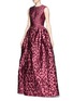 Front View - Click To Enlarge - ALEXANDER MCQUEEN - Leopard jacquard cloqué flare gown