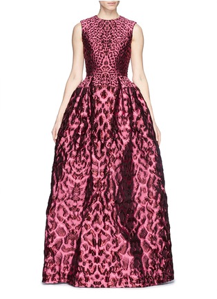 Main View - Click To Enlarge - ALEXANDER MCQUEEN - Leopard jacquard cloqué flare gown