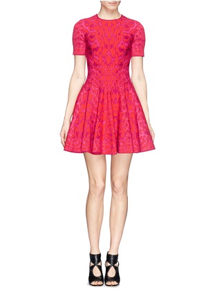 Main View - Click To Enlarge - ALEXANDER MCQUEEN - Leopard jacquard knit flare dress