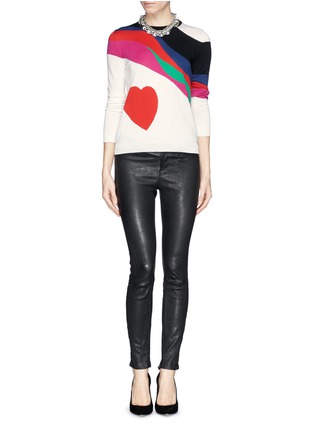 Figure View - Click To Enlarge - ALEXANDER MCQUEEN - Paint strokes heart sweater