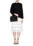 Detail View - Click To Enlarge - MARNI - Floral appliqué large accordion leather clutch